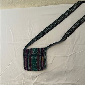 Handwoven Crossbody Bag in Green and Purple